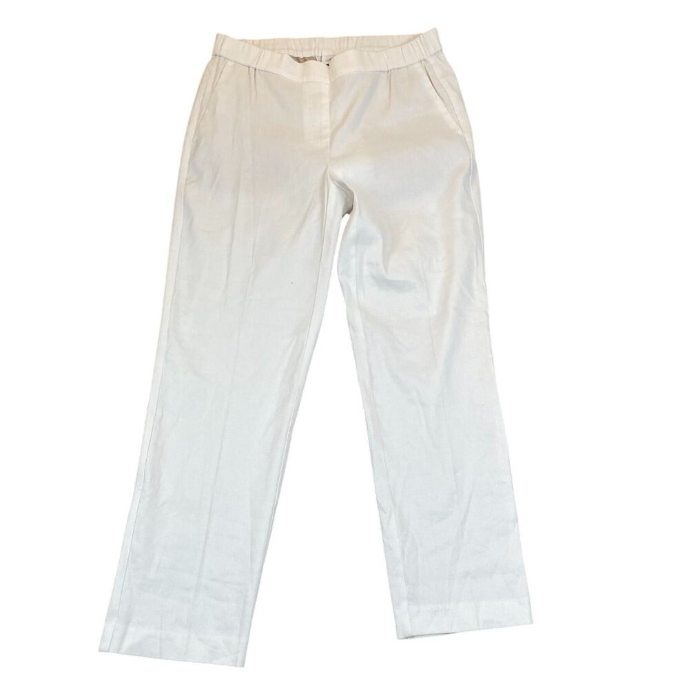 J.Jill Womens Straight Trouser Linen Blend Pants Small Off White Beach Summer